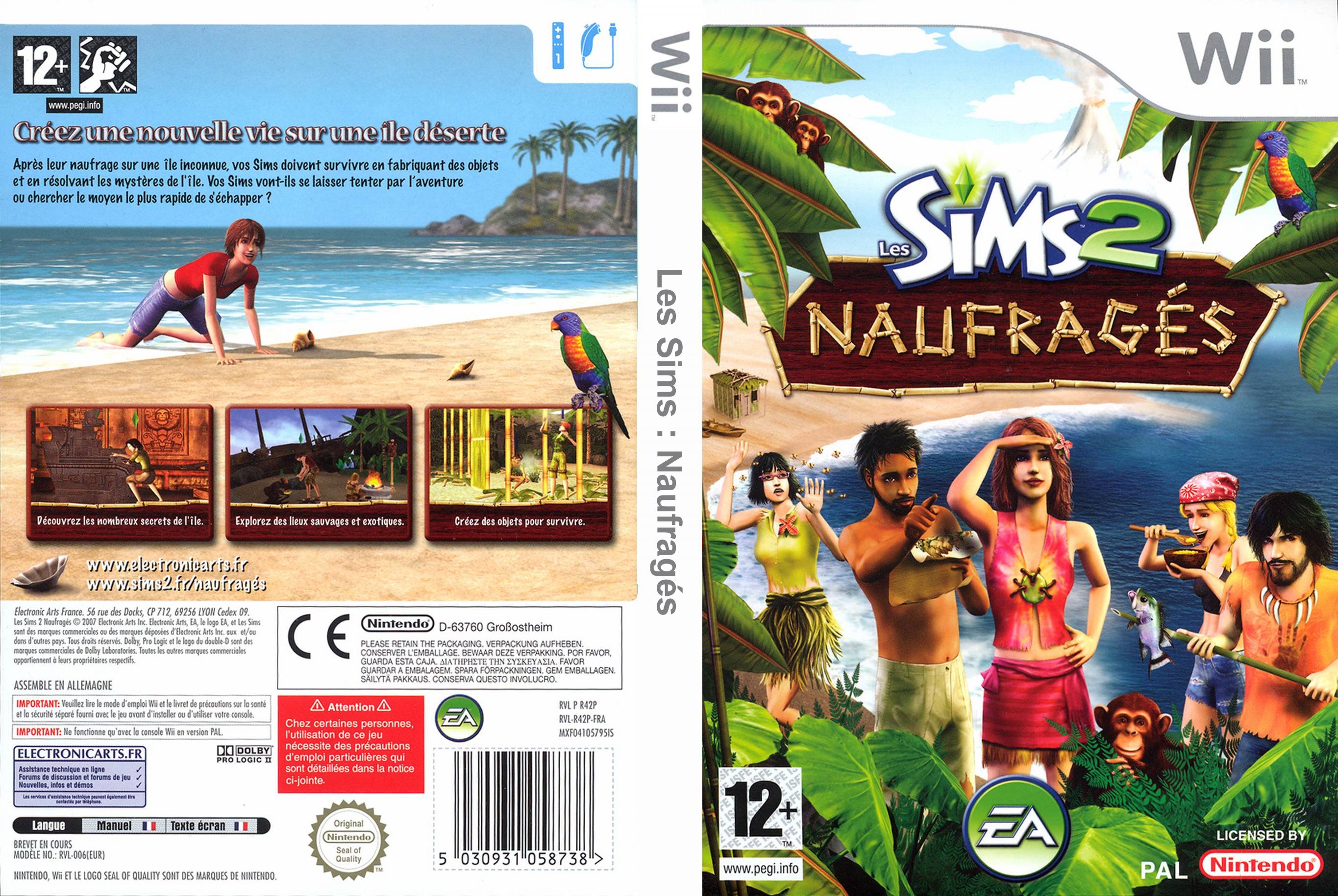 Dégaine - Jaquette jeux wii - Les Sims 2 Naufrages